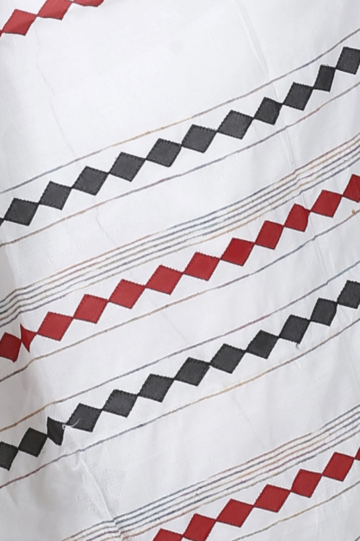 White Pure Cotton Tika Applique Saree (1245)